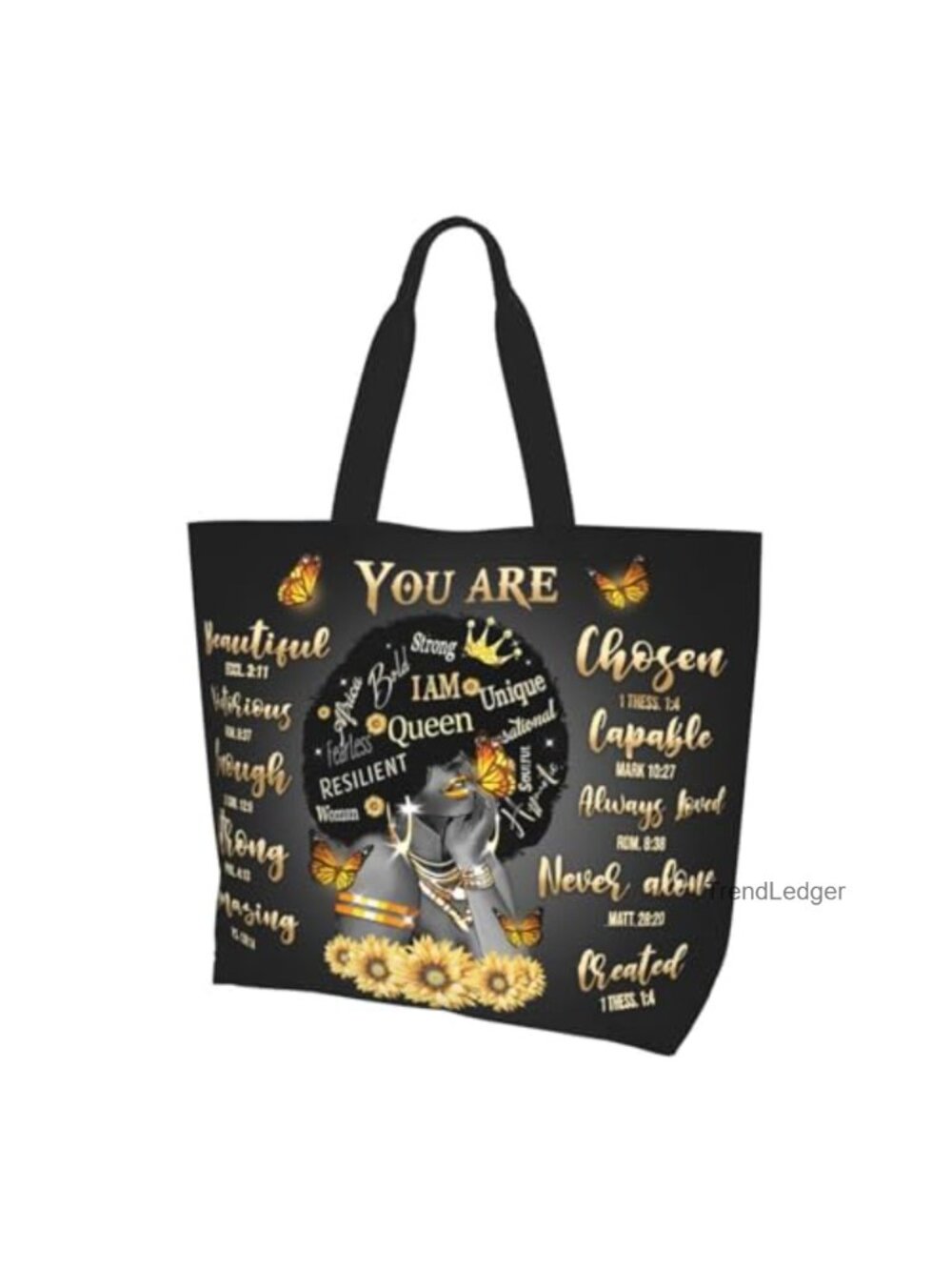 African American Queen Print Polyester Tote Bag Shoulder Handbag